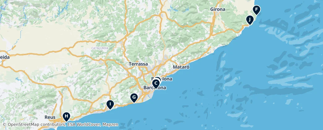 Map of Catalonië