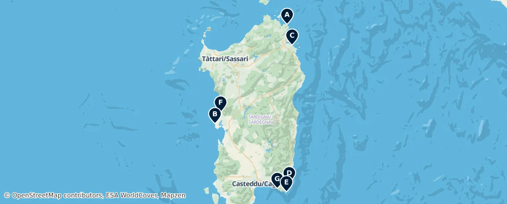 Map of Sardinië