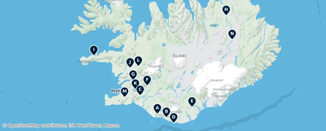 Map of IJsland