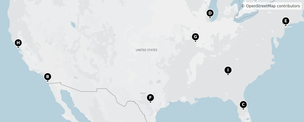 Map of Verenigde Staten van Amerika