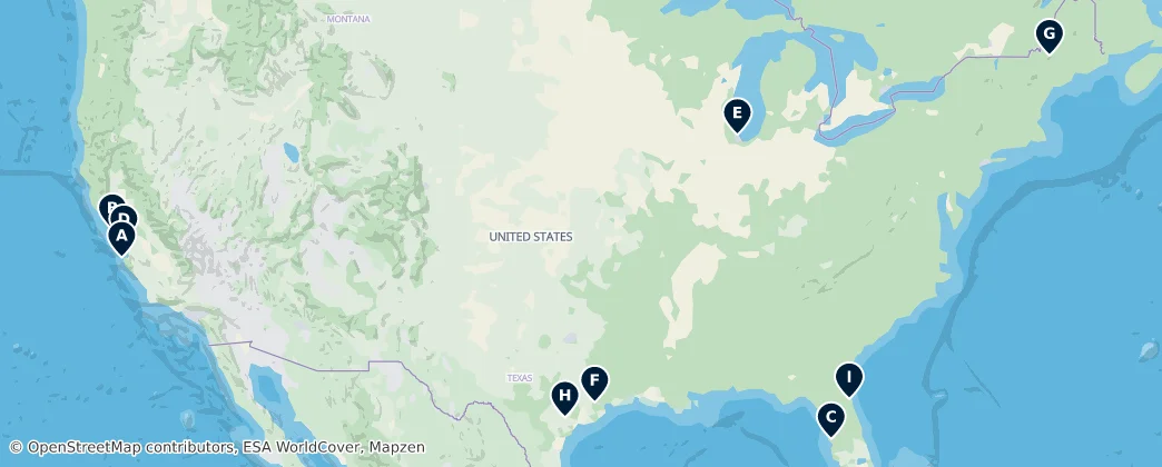 Map of Verenigde Staten van Amerika