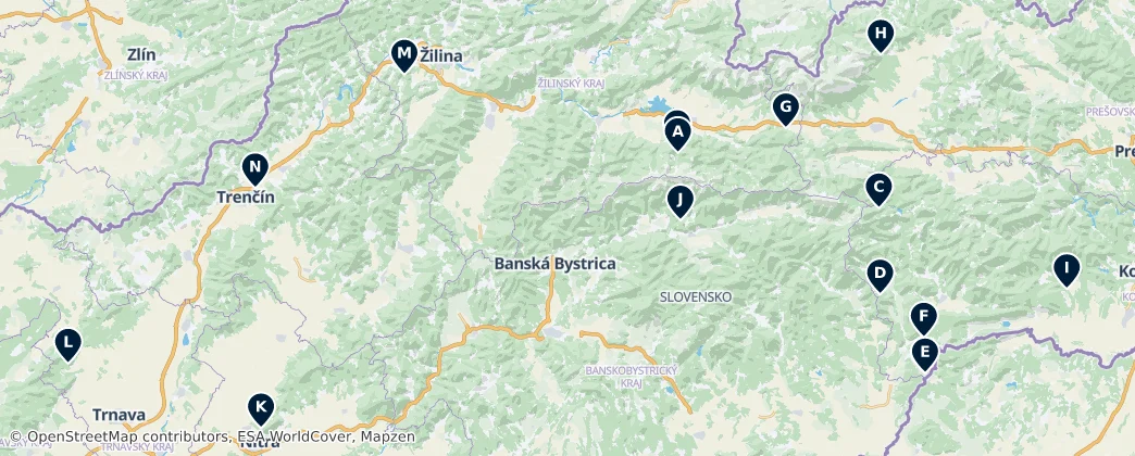 Map of Slowakije