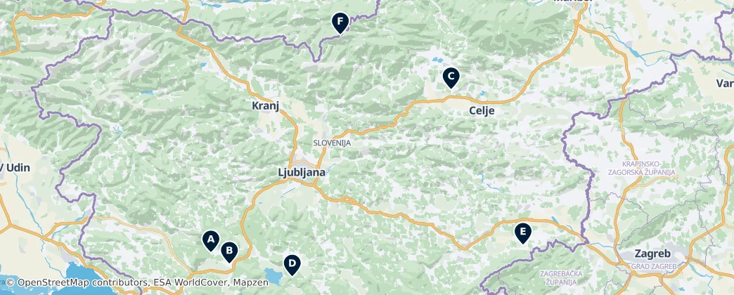 Map of Vzhodna Slovenija
