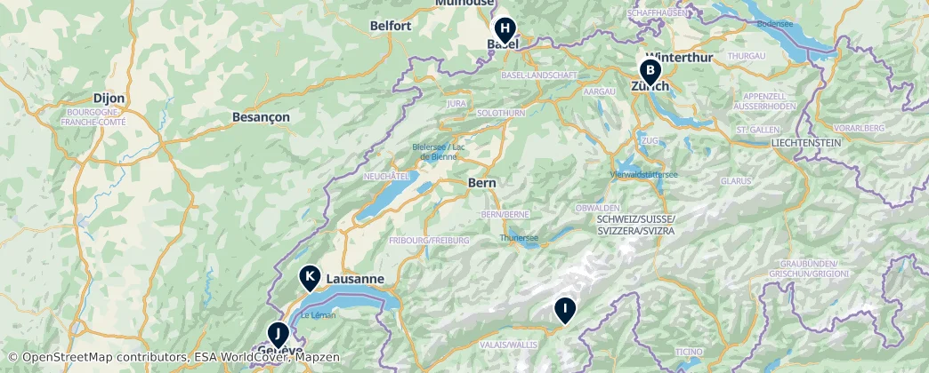 Map of Zwitserland