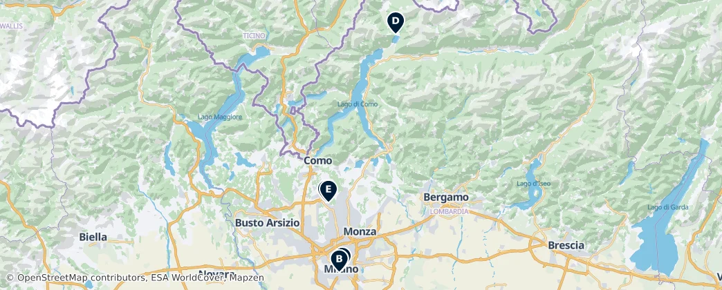 Map of Lombardije