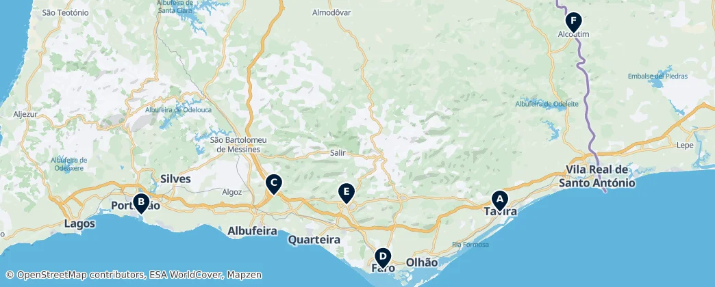 Map of Algarve