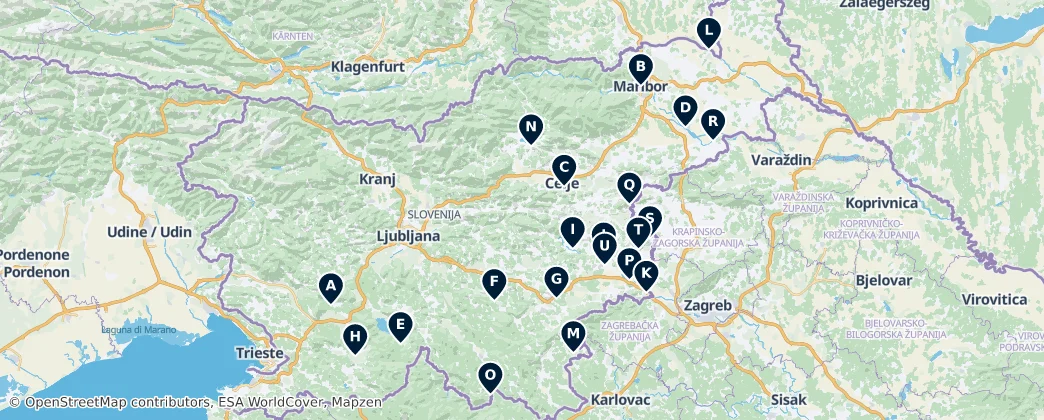 Map of Vzhodna Slovenija