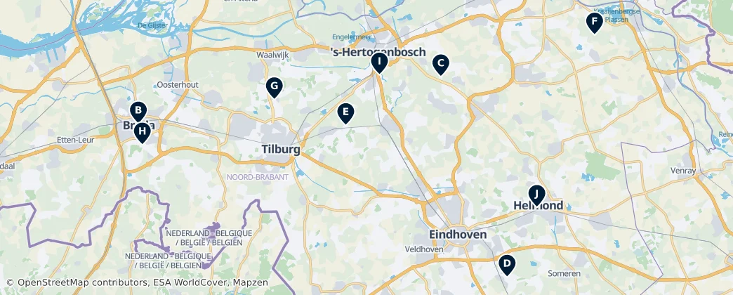 Map of Noord-Brabant