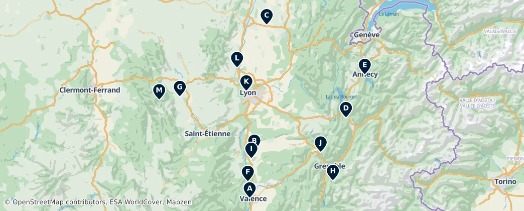Map of Rhône-Alpes