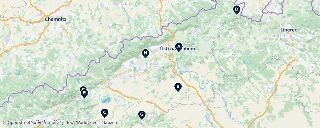 Map of Ústí nad Labem