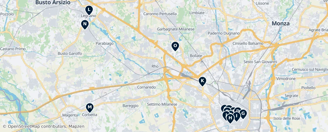 Map of Milaan