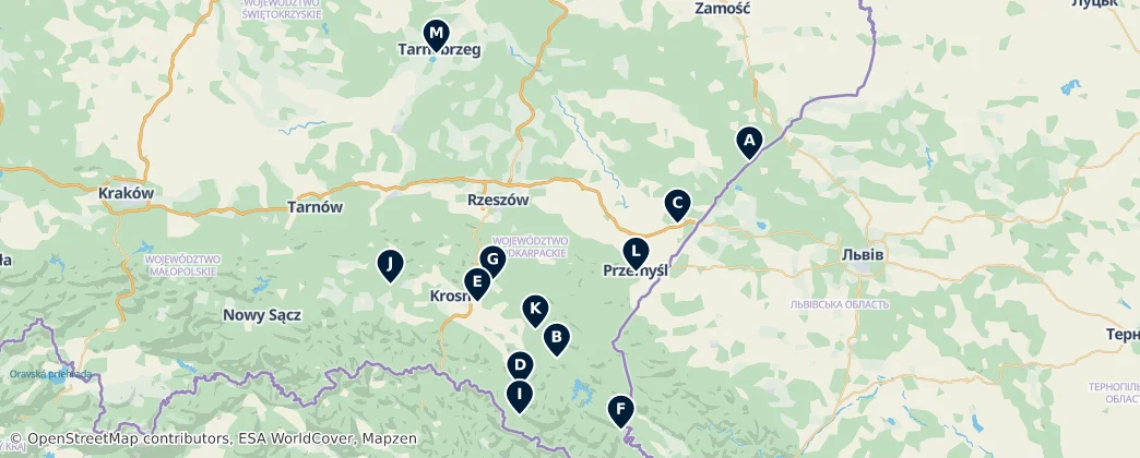 Map of Subkarpaten