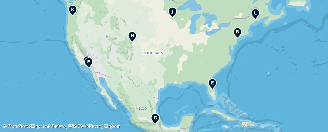 Map of Noord-Amerika