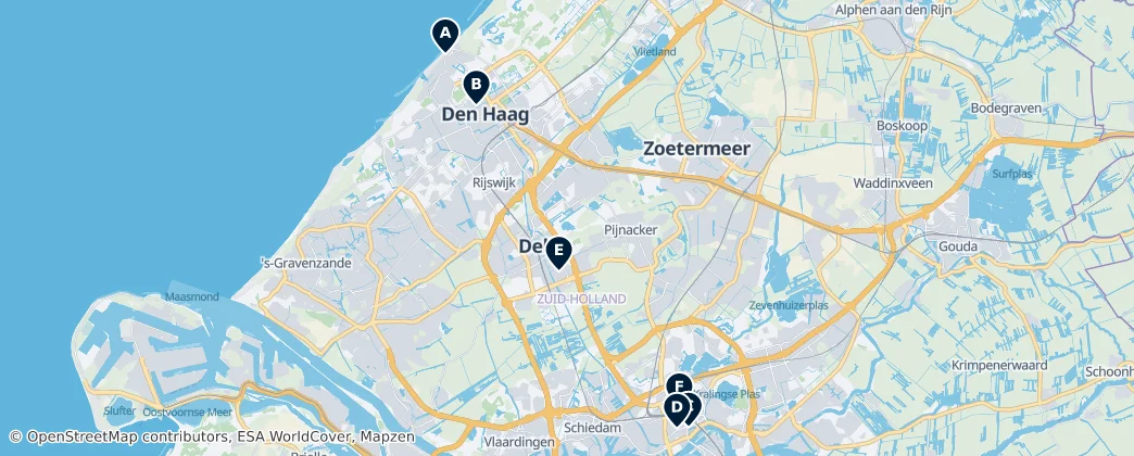 Map of Zuid-Holland