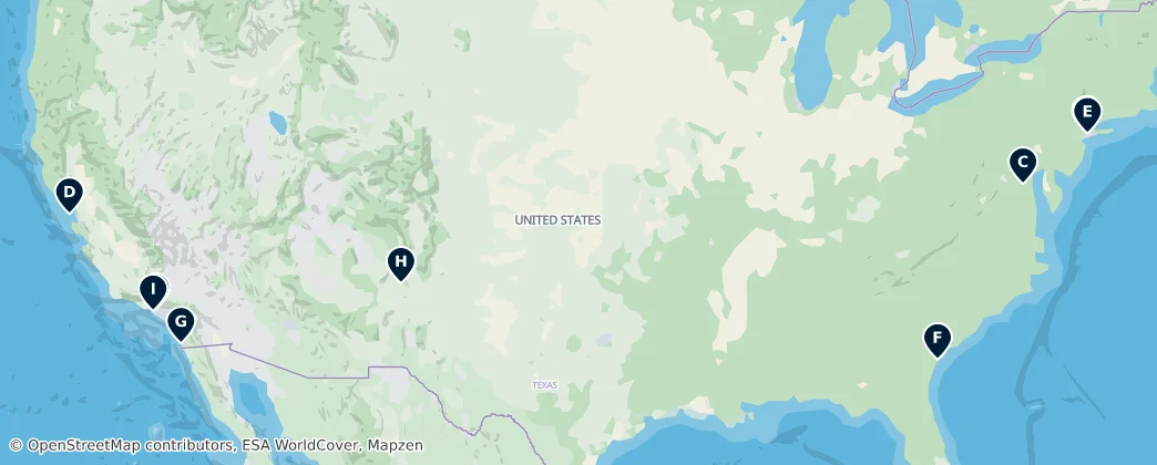 Map of Verenigde Staten van Amerika