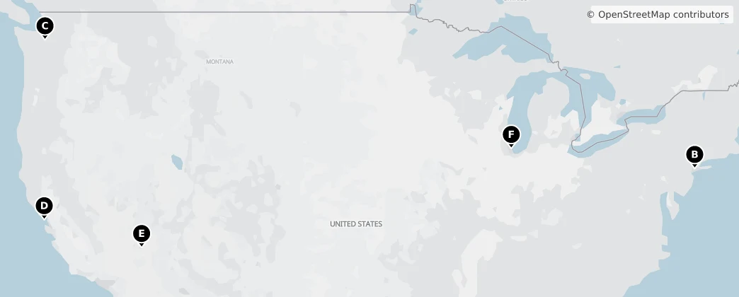 Map of Verenigde Staten van Amerika