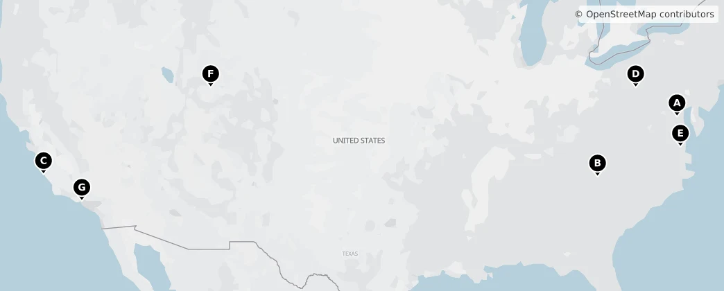 Map of Verenigde Staten van Amerika