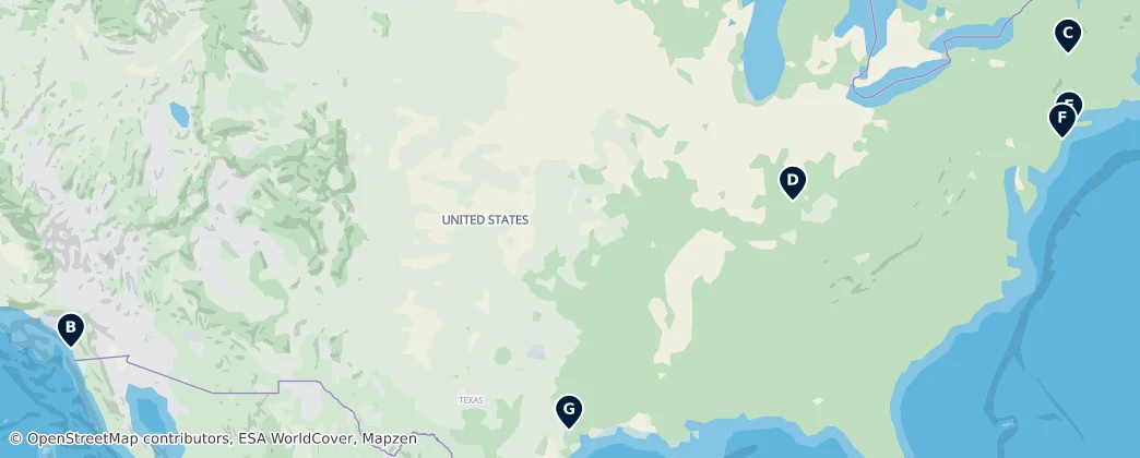 Map of Verenigde Staten van Amerika