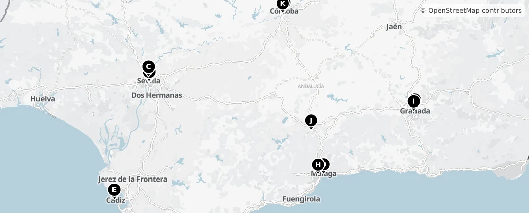 Map of Andalusië