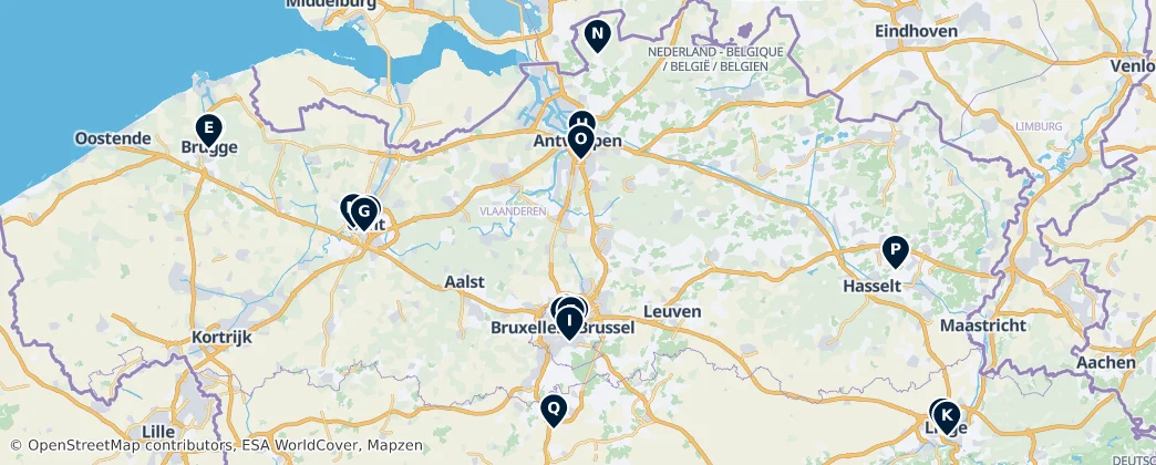 Map of België / Belgique / Belgien (land mass)
