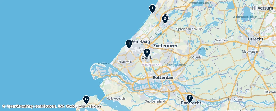 Map of Zuid-Holland