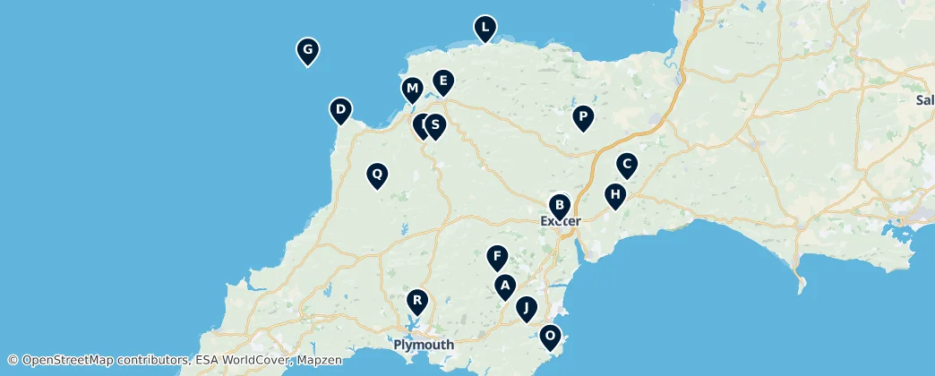 Map of Devon