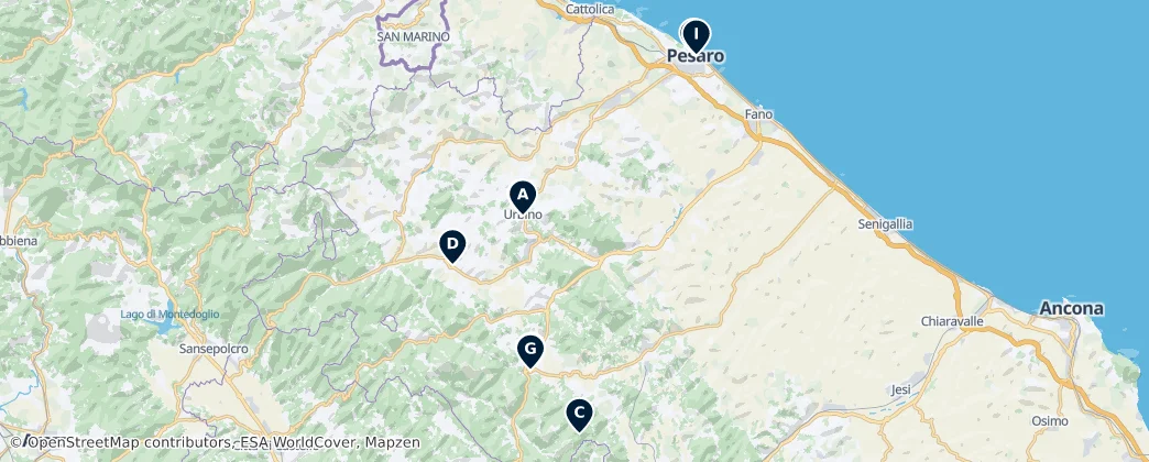 Map of Pesaro e Urbino