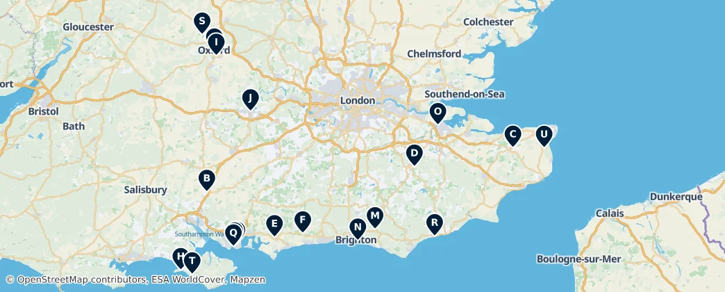 Map of South East England