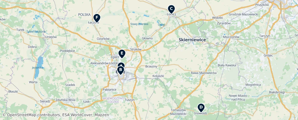 Map of Woiwodschap Lodz
