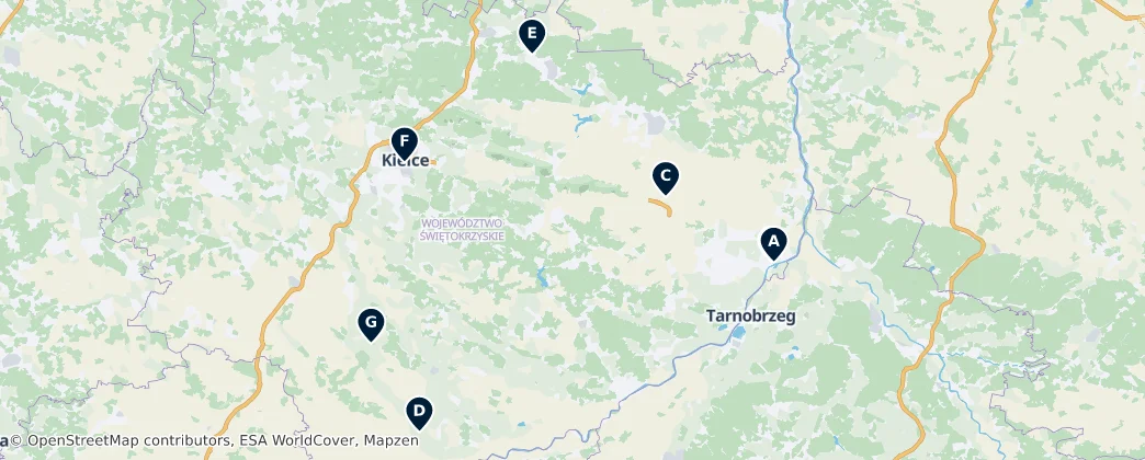 Map of Woiwodschap Heilig Kruis