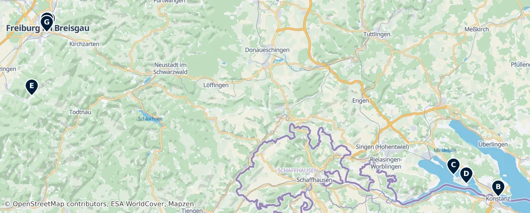 Map of Regierungsbezirk Freiburg