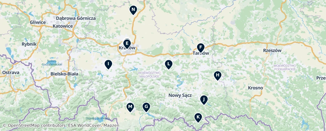 Map of Woiwodschap Klein-Polen