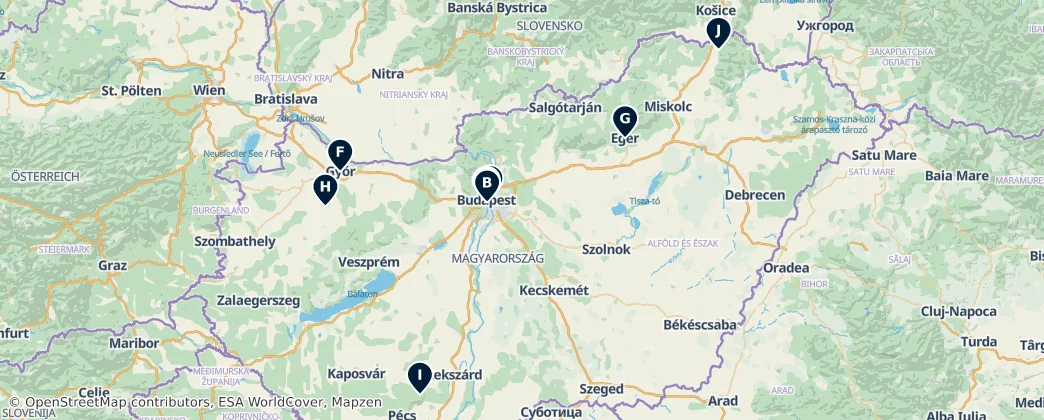 Map of Hongarije