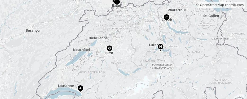 Map of Zwitserland