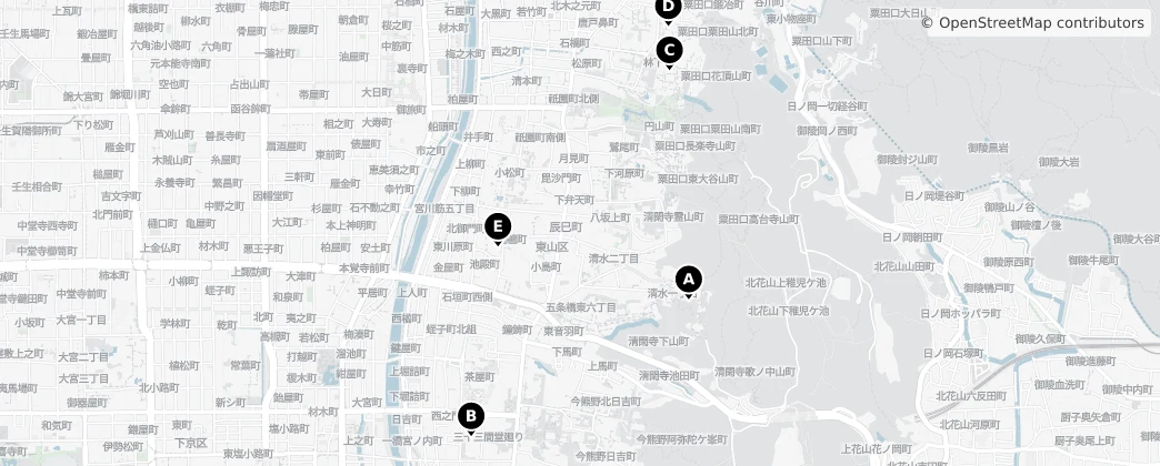 Map of Higashiyama Ward