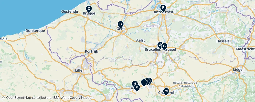 Map of België / Belgique / Belgien (land mass)
