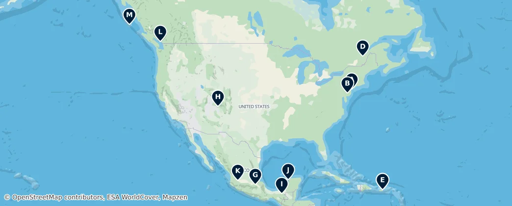 Map of Noord-Amerika