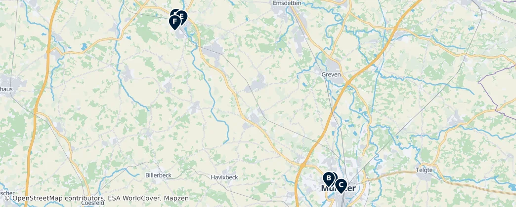 Map of Regierungsbezirk Münster