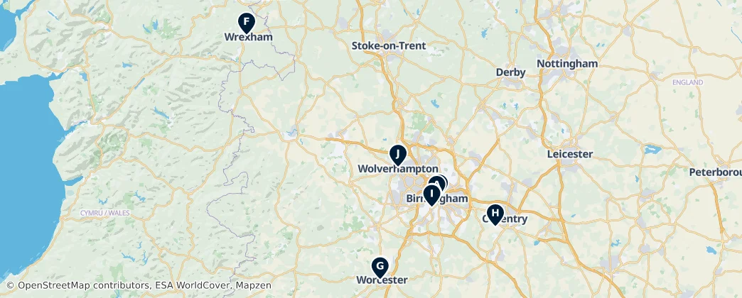 Map of West Midlands