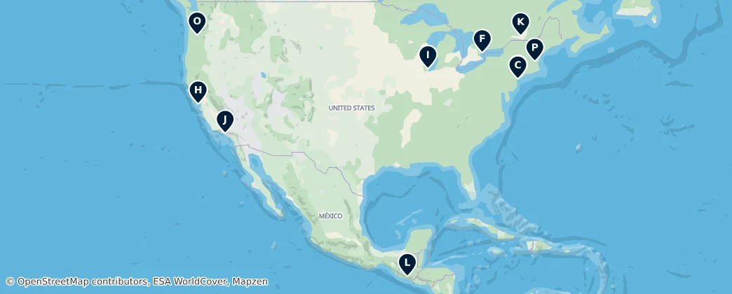 Map of Noord-Amerika