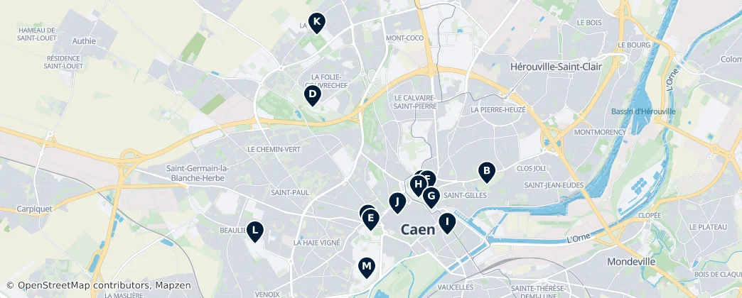 Map of Caen