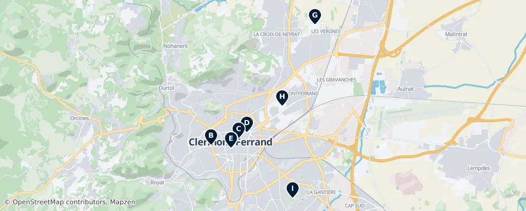 Map of Clermont-Ferrand
