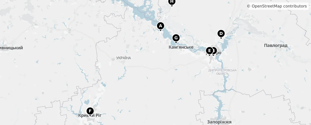 Map of Oblast Dnjepropetrovsk