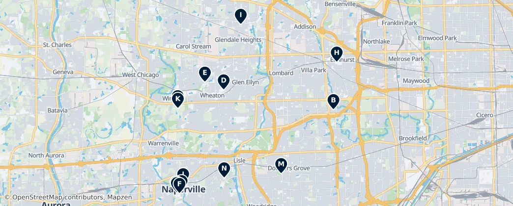 Map of DuPage County