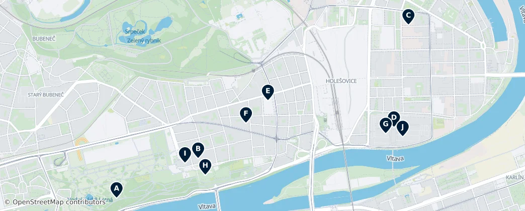 Map of Holešovice