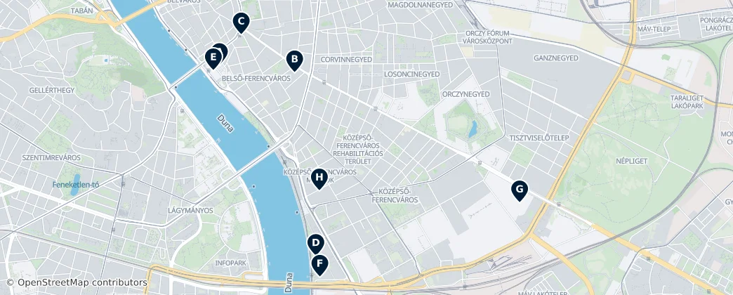 Map of District IX van Boedapest