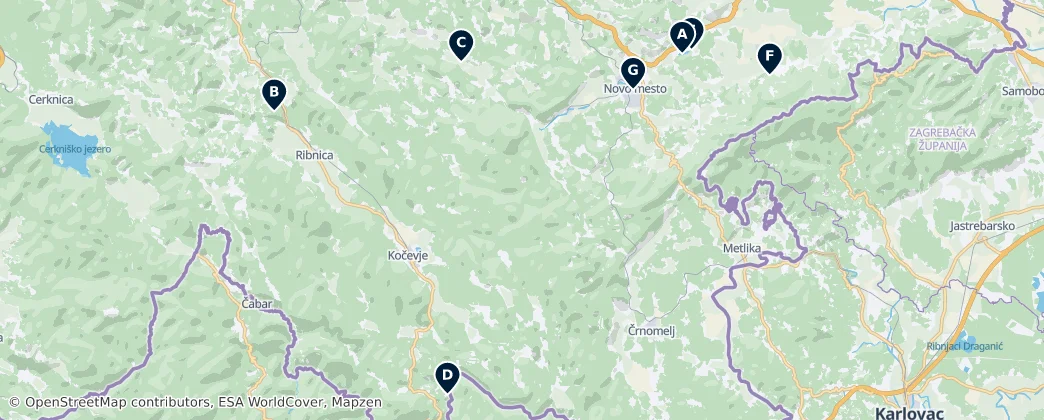 Map of Jugovzhodna Slovenija