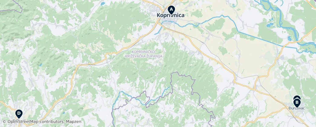 Map of Koprivnica-Križevci