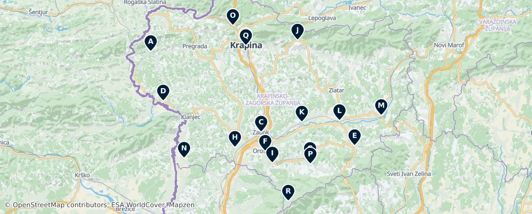 Map of Krapina-Zagorje