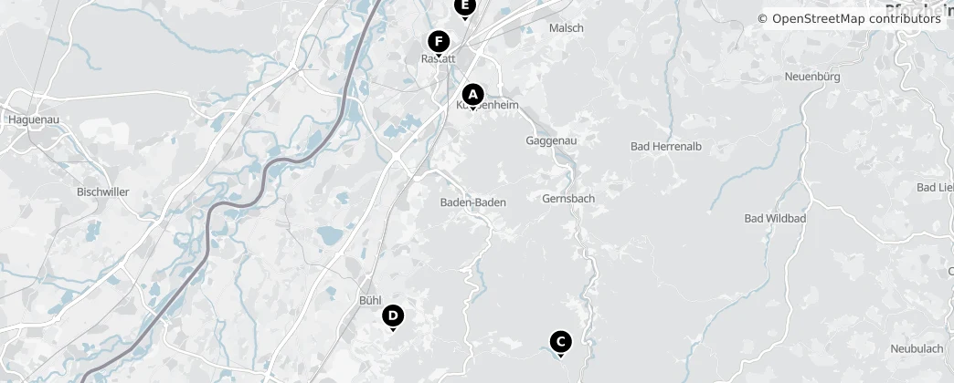 Map of Landkreis Rastatt